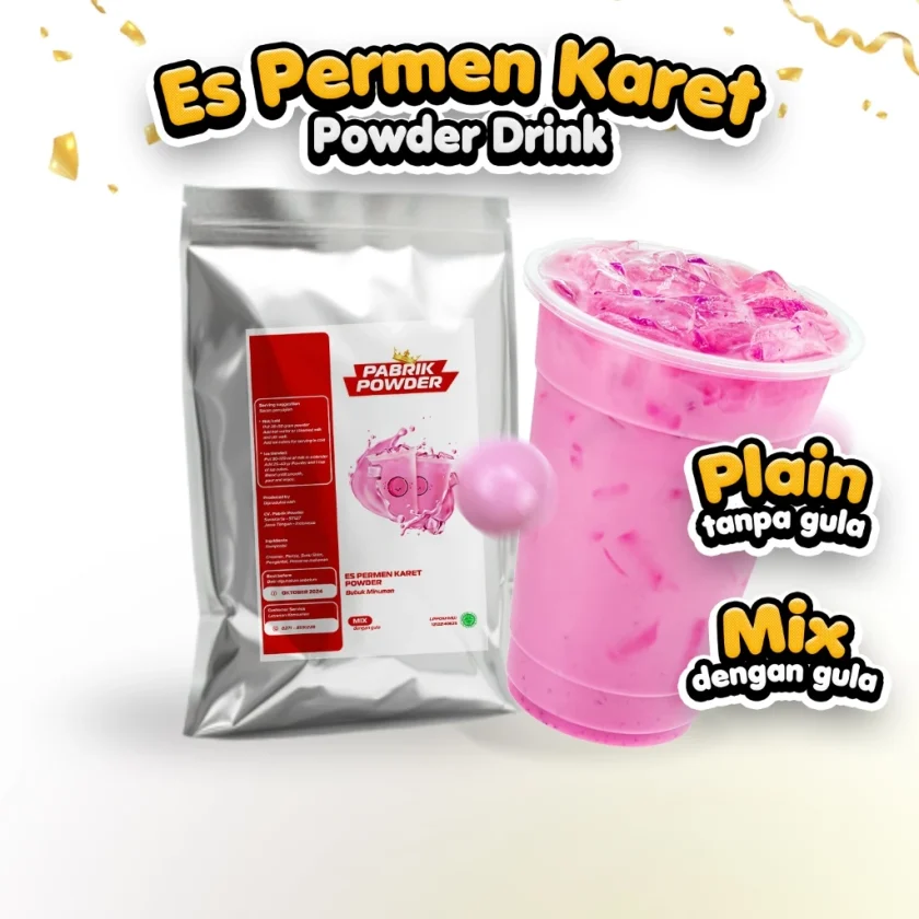 Powder Es Permen Karet Pink, Merah Muda, Bubuk Minuman