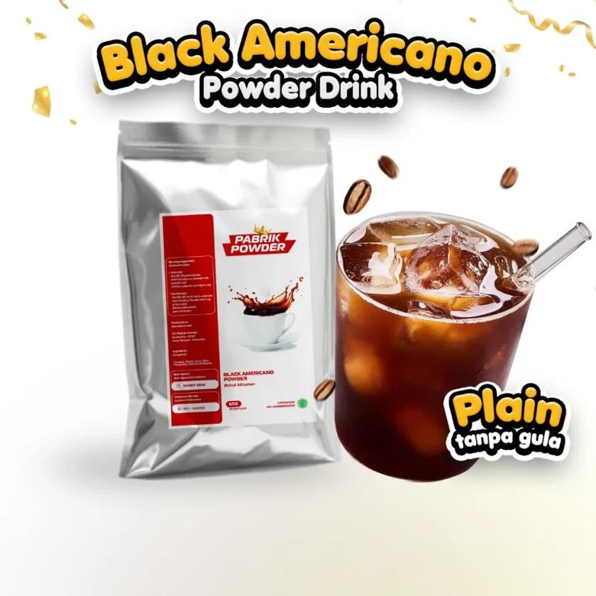 Black Americano Powder, Bubuk Minuman Black Americano, Kopi Hitam