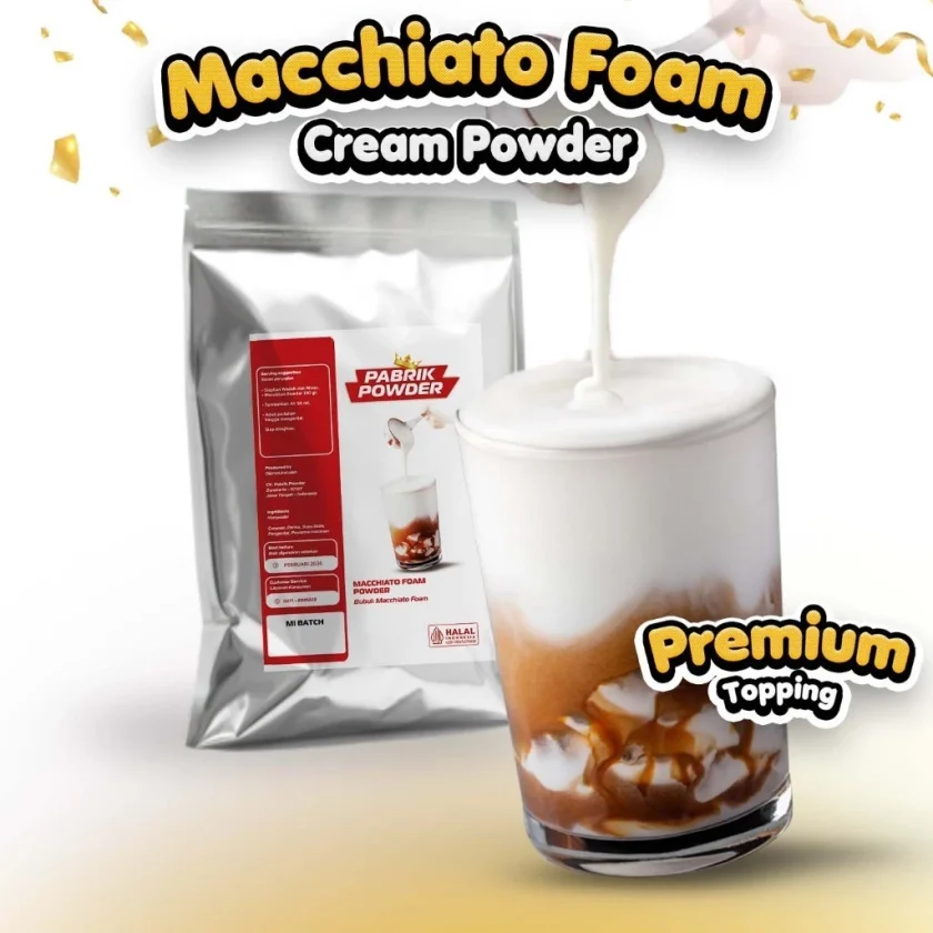 Macchiato Foam Powder , Bubuk Maciato instan, Topping Kopi Minuman