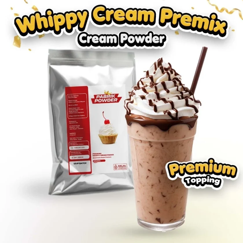 Premium Whippy Cream Powder Premix, Bubuk Whip Krim, Whipped Cream Powder